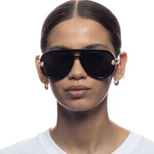 NEW Le Specs Missoma Jupiter Link Aviator Black Pearl Sunglasses